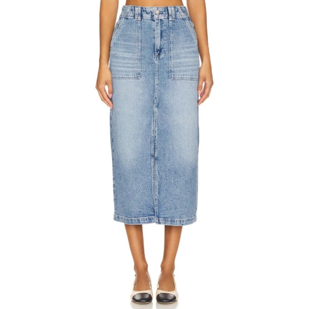 Pistola Sammie Carpenter Skirt High Rise Cotton Stretch Wiltern Blue Size‎ 28